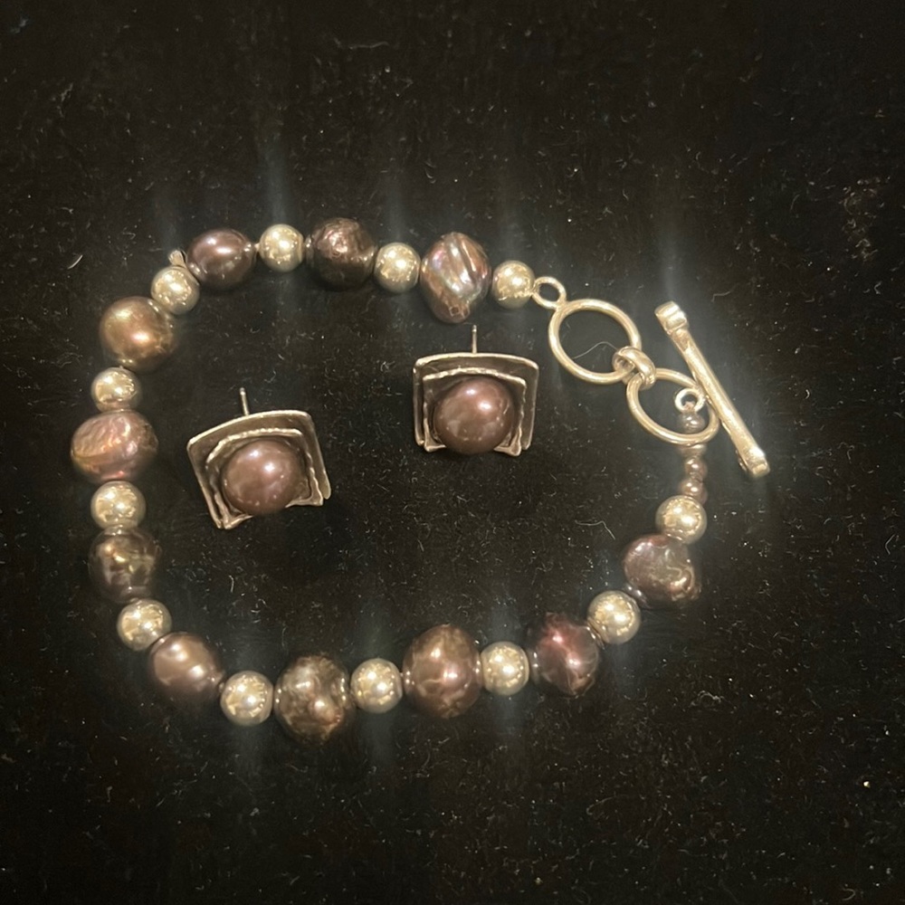 Silpada sterling silver peacock pearl bracelet